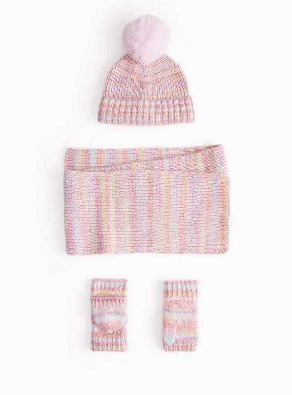 Rainbow Pattern Knitted Mittens 3-5 years